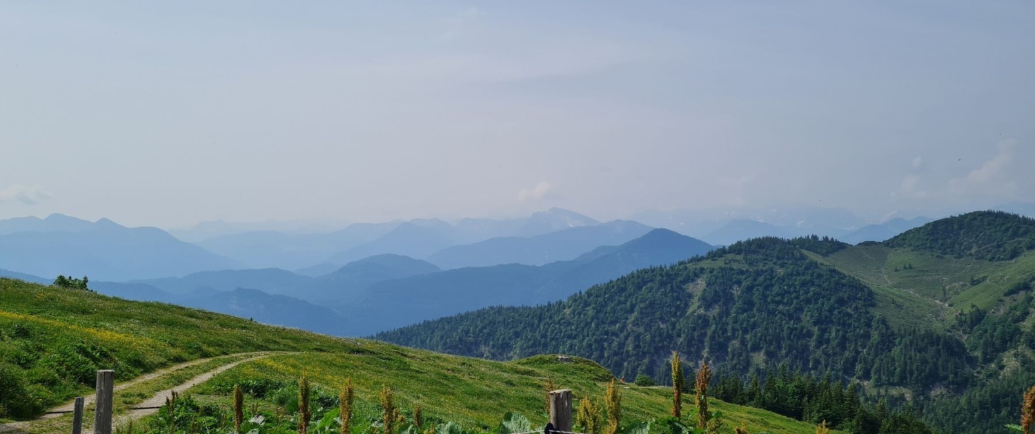 Wanderung Benediktenwand - Blick von der Bichler Alm nach Süden