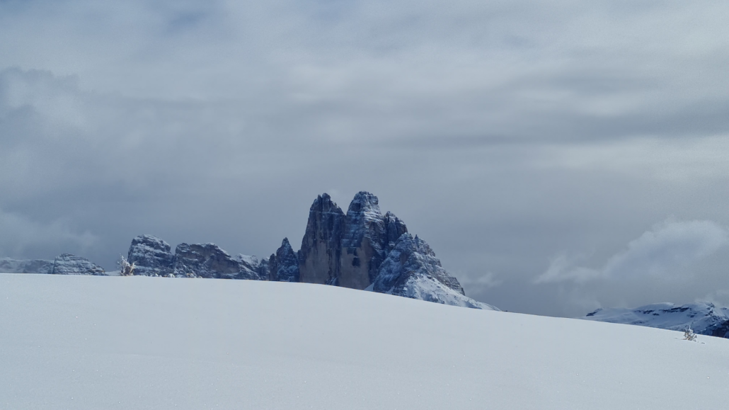 Winterwanderung Strudelkopf - Blick auf die 3 Zinnen