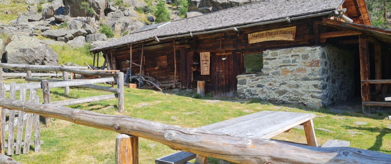 Trentino - Wanderung zu den Saent Wasserfällen: Alm Pra Saent